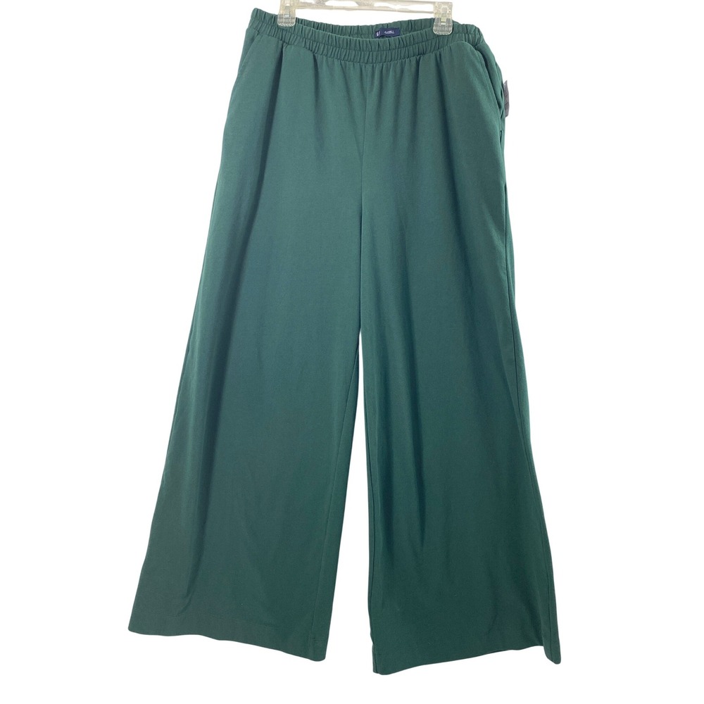 Gap Pants Womens XL Tall Green Wide Leg High Rise Cotton Relaxed Trousers 741653